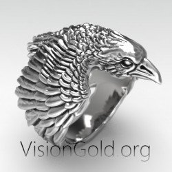 Готическое кольцо унисекс ручной работы Crow - специальное кольцо в стиле панк-рок 0581
